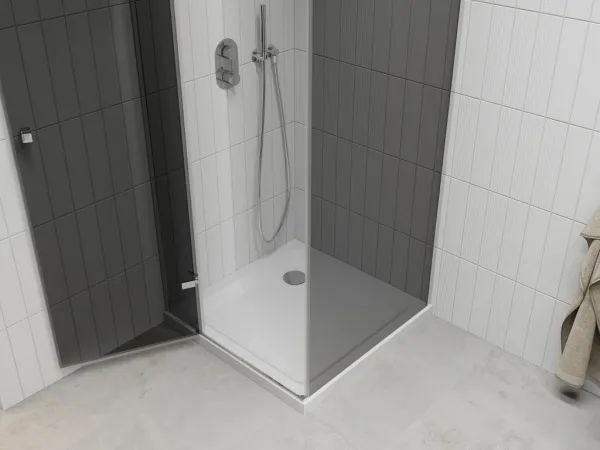 MEXEN/S - Roma sprchovací kút 80x80, grafit, chróm + biela vanička so sifónom 854-080-080-01-40-4010