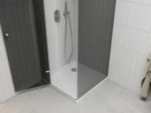 MEXEN/S - Roma sprchovací kút 80x80, grafit, chróm + biela vanička so sifónom 854-080-080-01-40-4010