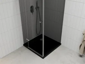 MEXEN/S - Roma sprchovací kút 90x90, grafit, chróm + čierna vanička so sifónom 854-090-090-01-40-4070