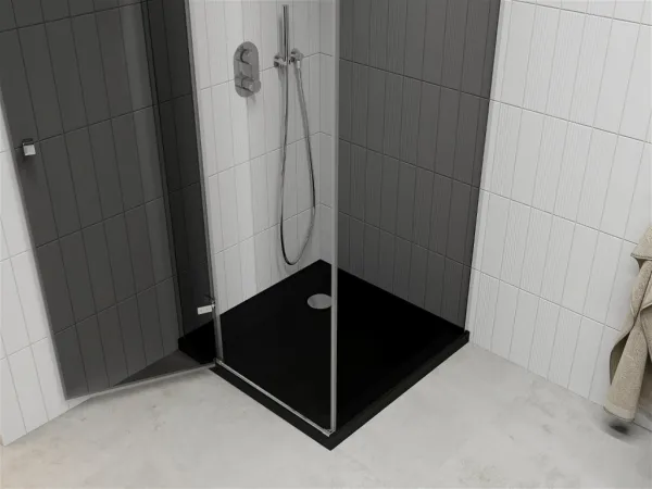 MEXEN/S - Roma sprchovací kút 90x90, grafit, chróm + čierna vanička so sifónom 854-090-090-01-40-4070