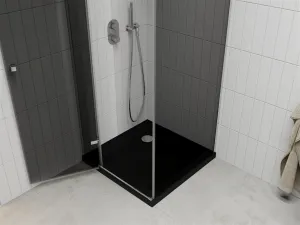 MEXEN/S - Roma sprchovací kút 90x90, grafit, chróm + čierna vanička so sifónom 854-090-090-01-40-4070