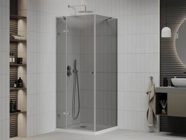MEXEN/S - Roma sprchovací kút 80x80, grafit, chróm + biela vanička so sifónom 854-080-080-01-40-4010