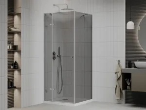 MEXEN/S - Roma sprchovací kút 80x80, grafit, chróm + biela vanička so sifónom 854-080-080-01-40-4010
