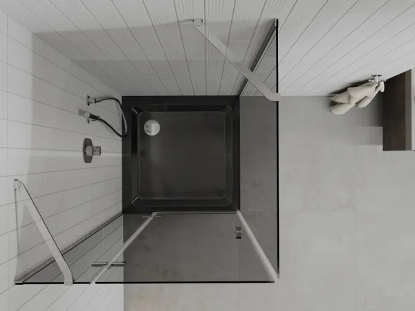 MEXEN/S - Roma sprchovací kút 90x90, grafit, chróm + čierna vanička so sifónom 854-090-090-01-40-4070