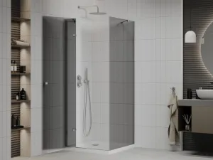 MEXEN/S - Roma sprchovací kút 80x80, grafit, chróm + biela vanička so sifónom 854-080-080-01-40-4010