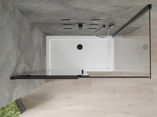 MEXEN/S - Omega sprchovací kút 130x70, transparent, čierna + biela vanička so sifónom 825-130-070-70-00-4010B