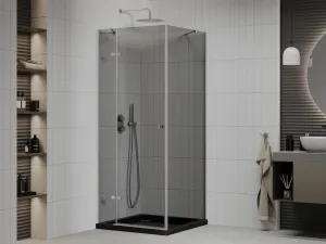 MEXEN/S - Roma sprchovací kút 80x80, grafit, chróm + čierna vanička so sifónom 854-080-080-01-40-4070