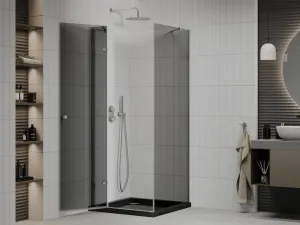 MEXEN/S - Roma sprchovací kút 80x80, grafit, chróm + čierna vanička so sifónom 854-080-080-01-40-4070