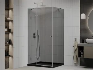 MEXEN/S - Roma sprchovací kút 90x100, grafit, chróm + čierna vanička so sifónom 854-090-100-01-40-4070