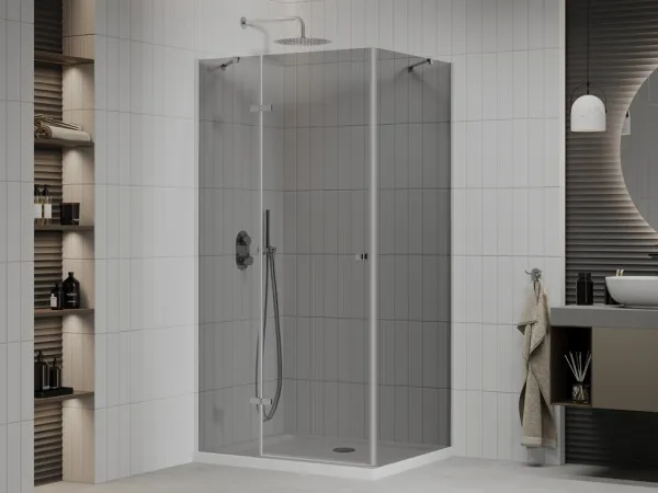 MEXEN/S - Roma sprchovací kút 110x80, grafit, chróm + biela vanička so sifónom 854-110-080-01-40-4010