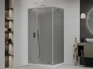 MEXEN/S - Roma sprchovací kút 110x80, grafit, chróm + biela vanička so sifónom 854-110-080-01-40-4010