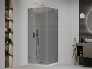 MEXEN/S - Roma sprchovací kút 100x100, grafit, chróm + biela vanička so sifónom 854-100-100-01-40-4010