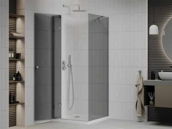 MEXEN/S - Roma sprchovací kút 100x100, grafit, chróm + biela vanička so sifónom 854-100-100-01-40-4010
