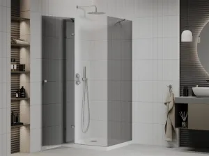 MEXEN/S - Roma sprchovací kút 100x100, grafit, chróm + biela vanička so sifónom 854-100-100-01-40-4010