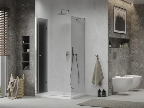 MEXEN/S - Lima sprchový kút 90x100, grafit, chróm + biela vanička so sifónom 856-090-100-01-40-4010