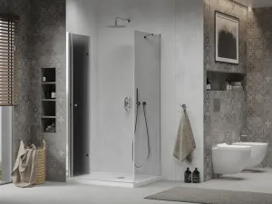 MEXEN/S - Lima sprchový kút 90x100, grafit, chróm + biela vanička so sifónom 856-090-100-01-40-4010