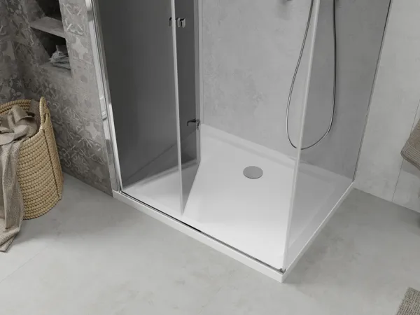 MEXEN/S - Lima sprchový kút 90x100, grafit, chróm + biela vanička so sifónom 856-090-100-01-40-4010