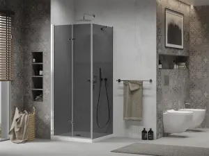 MEXEN/S - Lima sprchovací kút 80x80, grafit, chróm + biela vanička so sifónom 856-080-080-01-40-4010