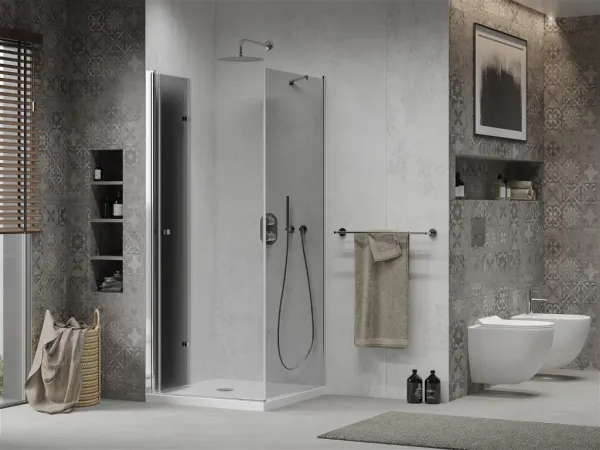 MEXEN/S - Lima sprchovací kút 70x70, grafit, chróm + biela vanička so sifónom 856-070-070-01-40-4010