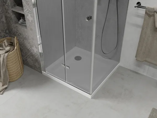 MEXEN/S - Lima sprchovací kút 80x80, grafit, chróm + biela vanička so sifónom 856-080-080-01-40-4010