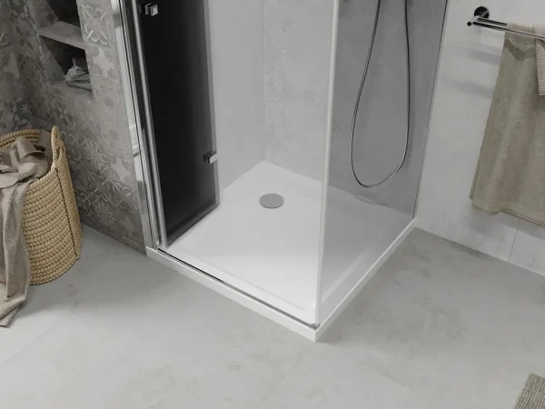 MEXEN/S - Lima sprchovací kút 80x80, grafit, chróm + biela vanička so sifónom 856-080-080-01-40-4010