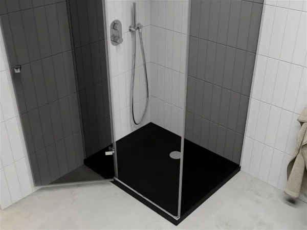 MEXEN/S - Roma sprchovací kút 120x80, grafit, chróm + čierna vanička so sifónom 854-120-080-01-40-4070