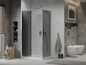 MEXEN/S - Lima sprchovací kút 80x110, grafit, chróm + biela vanička so sifónom 856-080-110-01-40-4010
