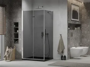 MEXEN/S - Lima sprchovací kút 90x100, grafit, chróm + čierna vanička so sifónom 856-090-100-01-40-4070