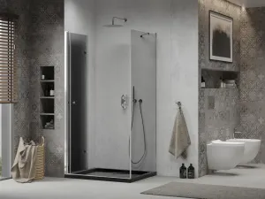 MEXEN/S - Lima sprchovací kút 100x80, grafit, chróm + čierna vanička so sifónom 856-100-080-01-40-4070
