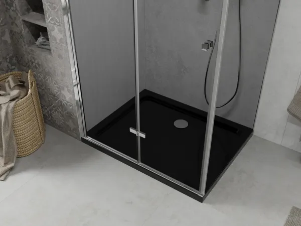 MEXEN/S - Lima sprchovací kút 100x80, grafit, chróm + čierna vanička so sifónom 856-100-080-01-40-4070