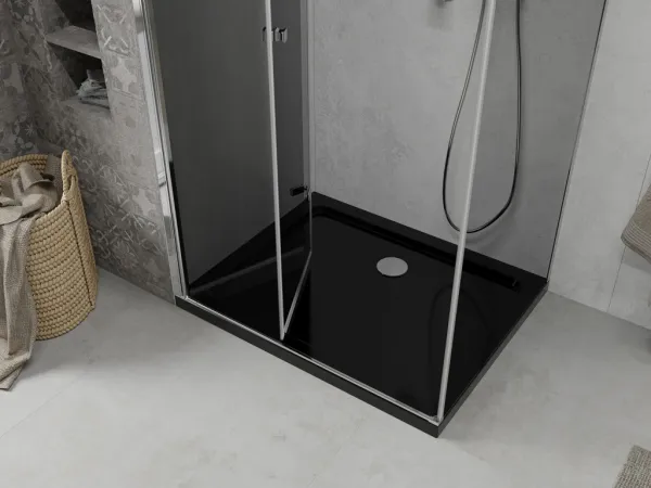 MEXEN/S - Lima sprchovací kút 100x80, grafit, chróm + čierna vanička so sifónom 856-100-080-01-40-4070