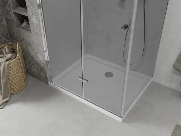 MEXEN/S - Lima sprchovací kút 100x90, grafit, chróm + biela vanička so sifónom 856-100-090-01-40-4010