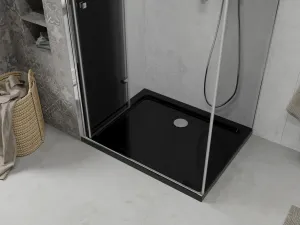 MEXEN/S - Lima sprchovací kút 100x80, grafit, chróm + čierna vanička so sifónom 856-100-080-01-40-4070