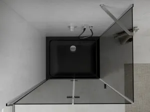 MEXEN/S - Lima sprchovací kút 100x80, grafit, chróm + čierna vanička so sifónom 856-100-080-01-40-4070