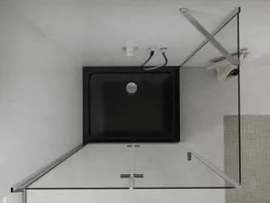 MEXEN/S - Lima sprchovací kút 80x120, transparent, chróm + čierna vanička so sifónom 856-080-120-01-00-4070