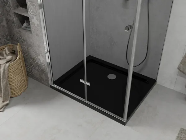 MEXEN/S - Lima sprchovací kút 80x120, grafit, chróm + čierna vanička so sifónom 856-080-120-01-40-4070