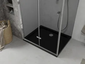 MEXEN/S - Lima sprchovací kút 80x120, grafit, chróm + čierna vanička so sifónom 856-080-120-01-40-4070