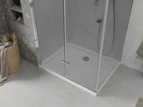 MEXEN/S - Lima sprchovací kút 80x70, grafit, chróm + biela vanička so sifónom 856-080-070-01-40-4010