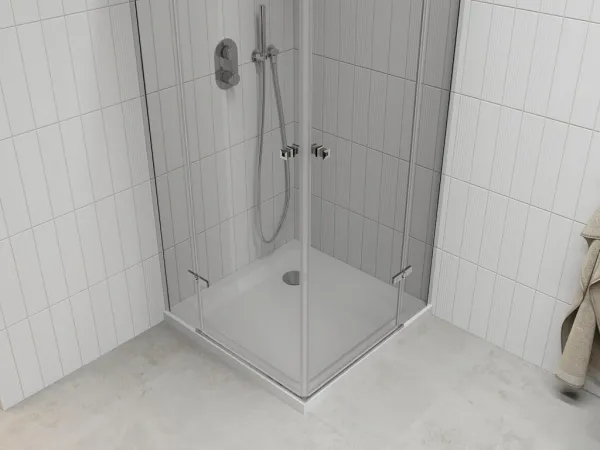 MEXEN/S - Roma Duo sprchovací kút 70x70, transparent, chróm + vanička so sifónom 854-070-070-01-02-4010