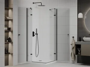 MEXEN/S - Roma Duo sprchovací kút 70x70, transparent, čierna + vanička so sifónom 854-070-070-70-02-4010B