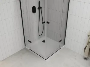 MEXEN/S - Roma Duo sprchovací kút 70x70, transparent, čierna + vanička so sifónom 854-070-070-70-02-4010B