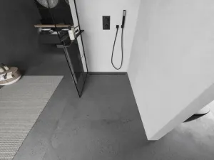 MEXEN/S - KIOTO Sprchová zástena WALK-IN s poličkou a držiakom uterákov 80 x 200, transparent/čierna 8 mm, čierna 800-080-121-70-77