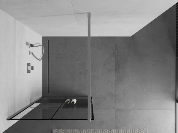 MEXEN/S - KIOTO Sprchová zástena WALK-IN s poličkou a držiakom uterákov 80 x 200, transparent/čierna 8 mm, chróm 800-080-121-01-77
