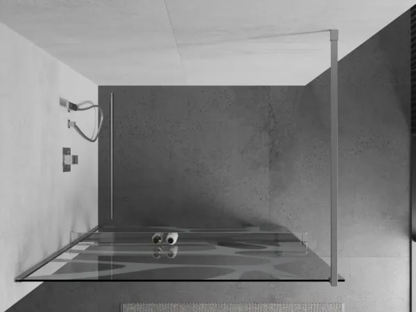 MEXEN/S - KIOTO Sprchová zástena WALK-IN s poličkou a držiakom uterákov 90 x 200, biely dekor 8 mm, chróm 800-090-121-01-97
