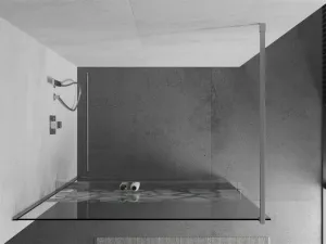 MEXEN/S - KIOTO Sprchová zástena WALK-IN s poličkou a držiakom uterákov 110 x 200, transparent/biely dekor 8 mm, chróm 800-110-121-01-85