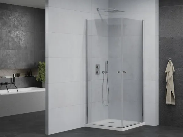 MEXEN/S - PRETORIA duo sprchovací kút 80 x 80, transparent, chróm + vanička vrátane sifónu 852-080-080-01-02-4010