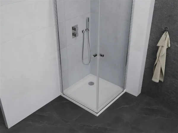 MEXEN/S - PRETORIA duo sprchovací kút 80 x 80, transparent, chróm + vanička vrátane sifónu 852-080-080-01-02-4010