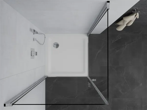 MEXEN/S - PRETORIA duo sprchovací kút 90 x 90, transparent, chróm + vanička vrátane sifónu 852-090-090-01-02-4010