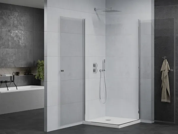 MEXEN/S - PRETORIA duo sprchovací kút 80 x 80, transparent, chróm + vanička vrátane sifónu 852-080-080-01-02-4010