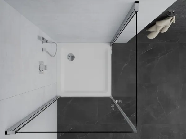 MEXEN/S - PRETORIA duo sprchovací kút 80 x 80, transparent, chróm + vanička vrátane sifónu 852-080-080-01-02-4010
